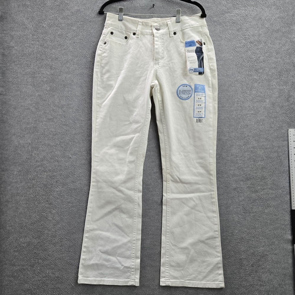 Riders By‎ Lee Women Jeans 8 M White Denim Bootcut 130D79 Button 31" Y2K NWT